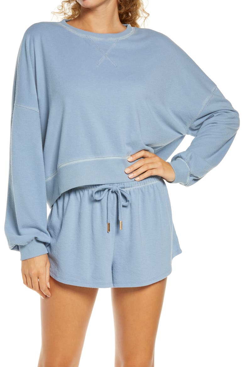 Fool for Fall Crop Sweatshirt, Main, color, MOONLIT