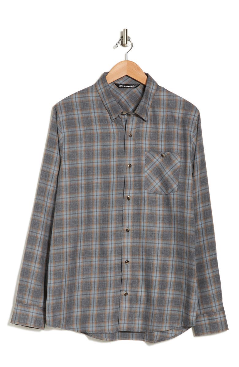 TravisMathew Rooftop Pool Plaid Long Sleeve Button-Up Shirt, Main, color, 