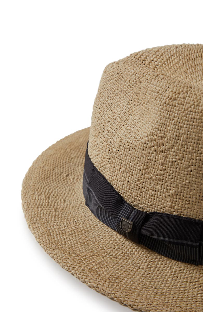 Brixton Roma Straw Fedora, Alternate, color, Natural/ Black