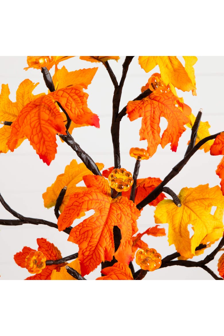 2-ft Pre-Lit Autumn Maple Artificial Fall Tree with 24 Warm White LED & Pumpkin Shaped Lights with Detachable Base, Alternate, color, Orange