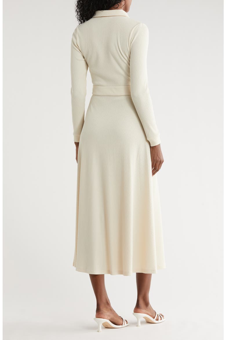 Raya Long Sleeve Rib Midi Dress, Alternate, color, IVORY