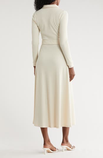 Raya Long Sleeve Rib Midi Dress