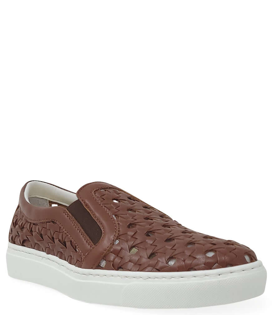 Leather Woven Sneaker, Alternate, color, Tan