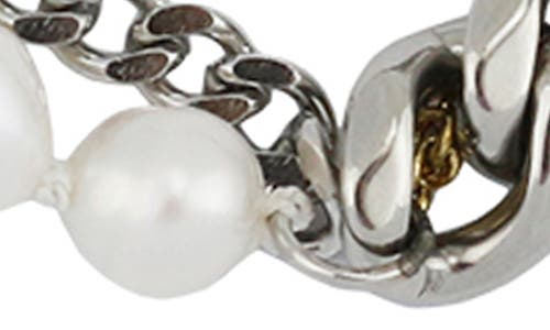 Rebl Gender Inclusive Faux Pearl Curb Link Layered Bracelet