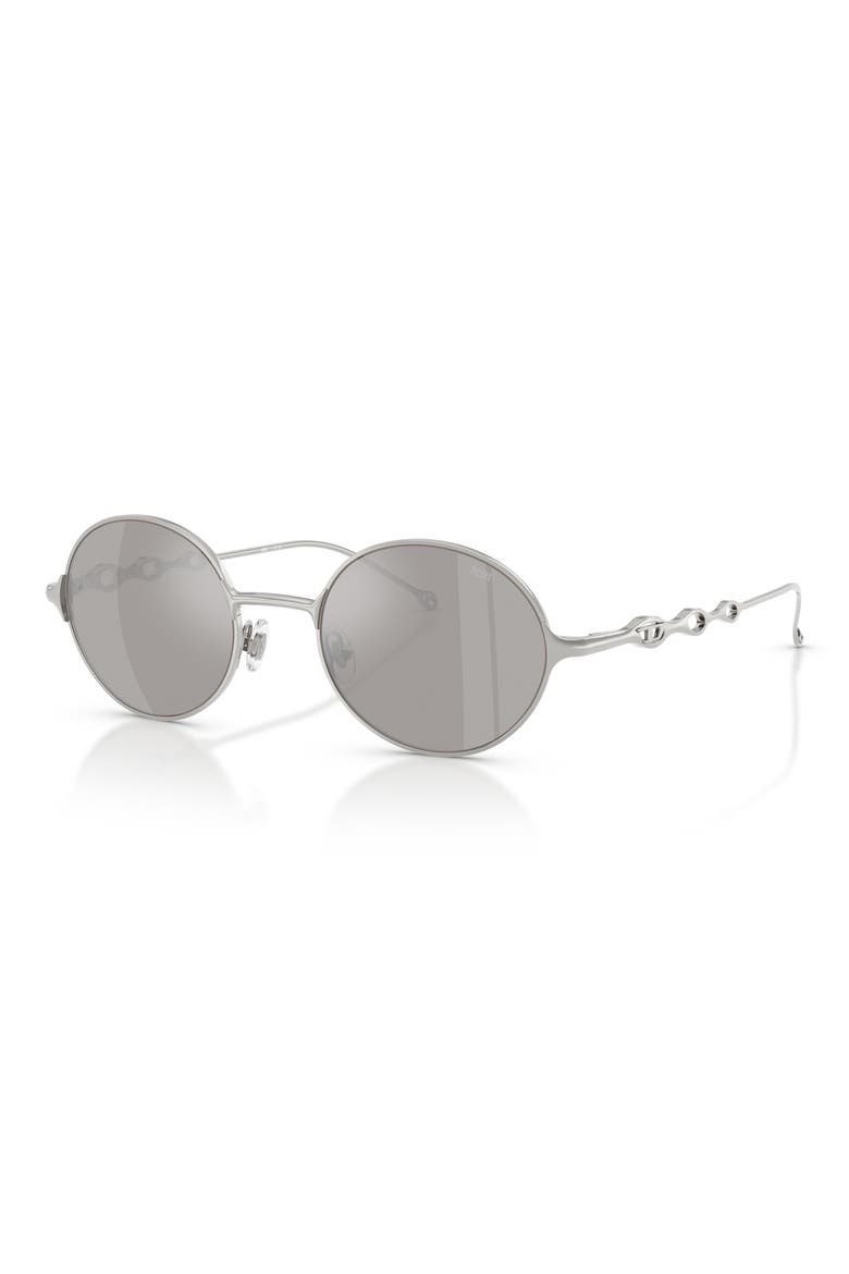 49mm Small Round Sunglasses, Alternate, color, SHINY SILVER / MIRROR SILVER