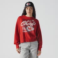 New Era Women's New Era Red Kansas City Chiefs Oversized Throwback Mineral Wash Crew Neck Sweatshirt