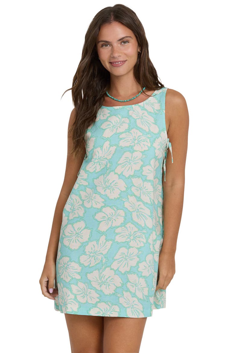 Hibiscus Heaven Minidress, Alternate, color, WATERFALL