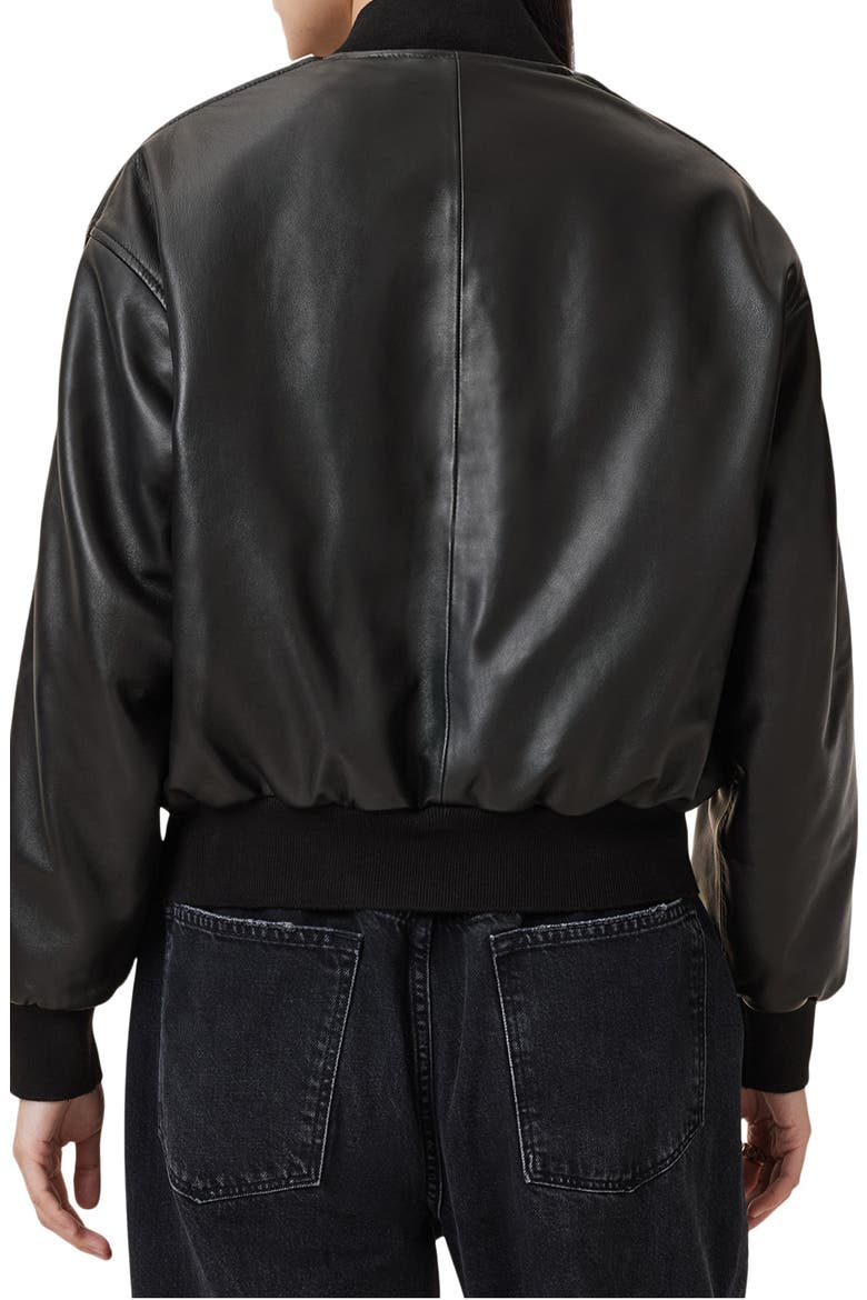Zenith Leather Bomber Jacket, Alternate, color, BLACK