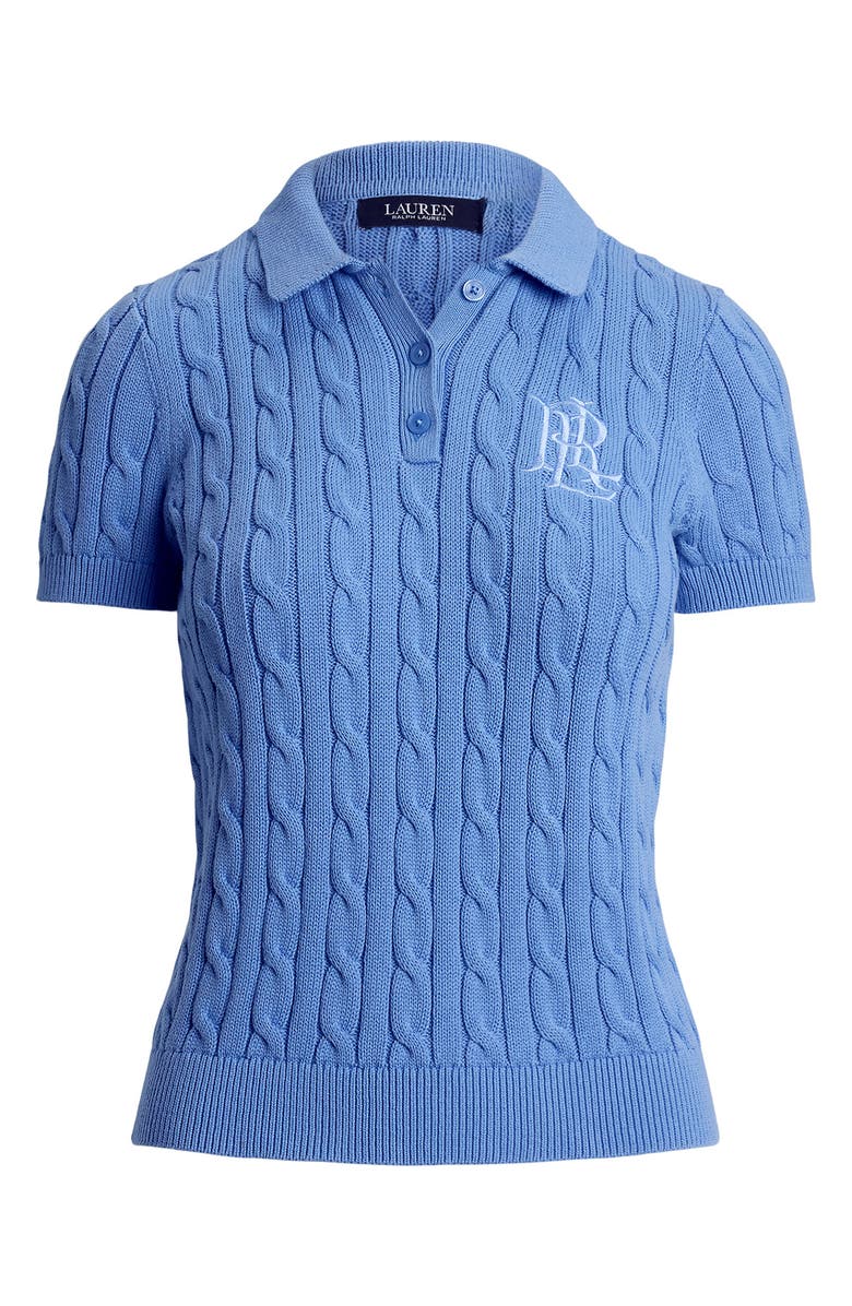 Lauren Ralph Lauren Cable Short Sleeve Cotton Polo Sweater, Alternate, color,