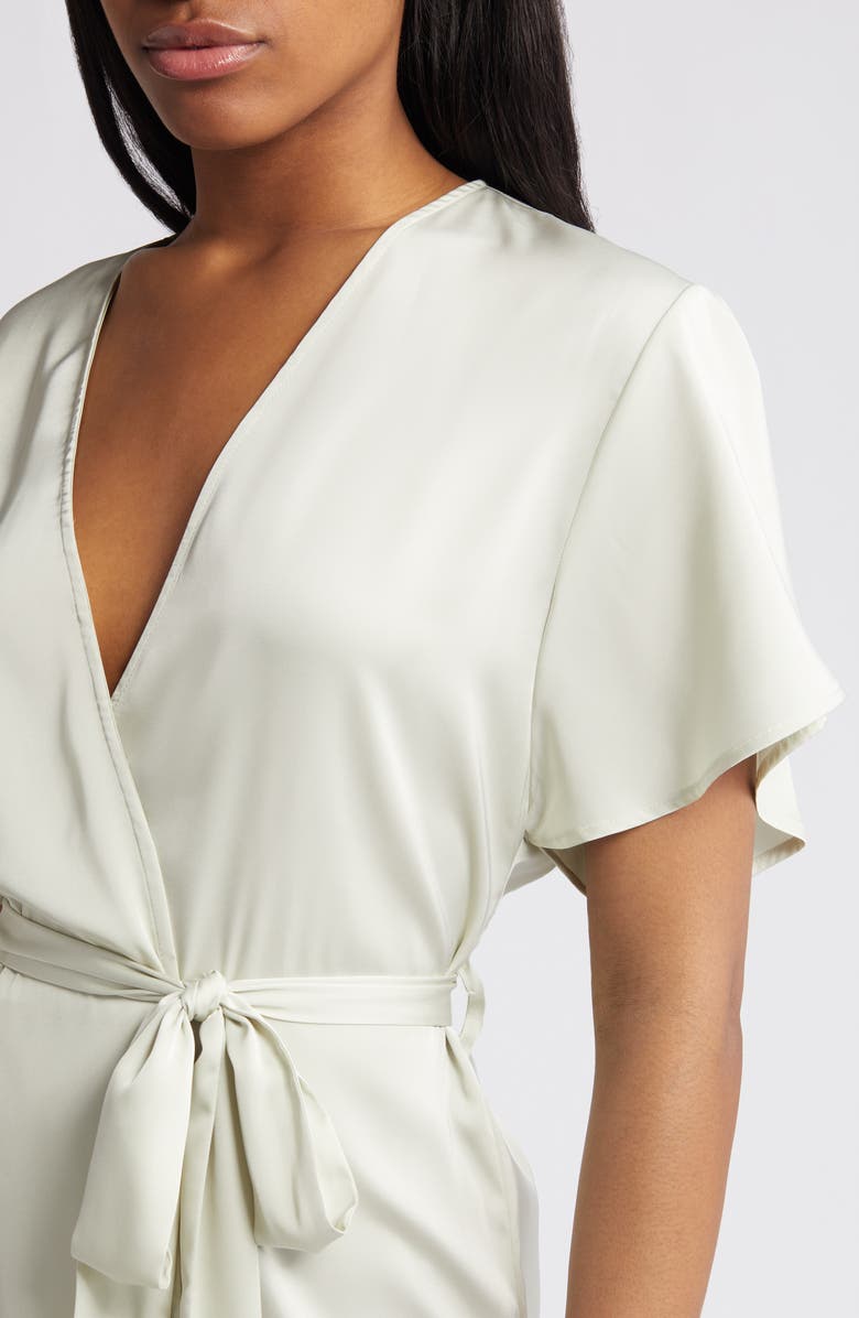 Open Edit Tie Waist Short Satin Robe, Alternate, color,