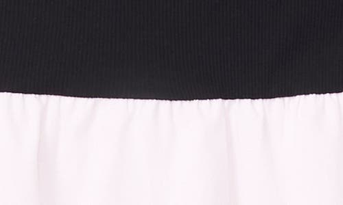 Cece Mixed Media Long Sleeve Minidress In Black