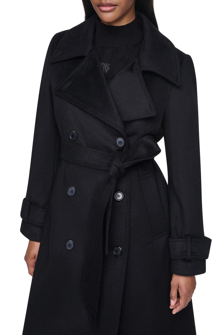 Double Breasted Wool Blend Maxi Coat, Alternate, color, BLACK