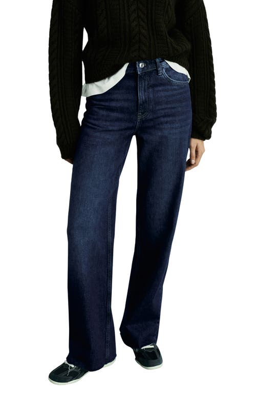Shop Mango Danila Wide Leg Jeans In Dark Blue