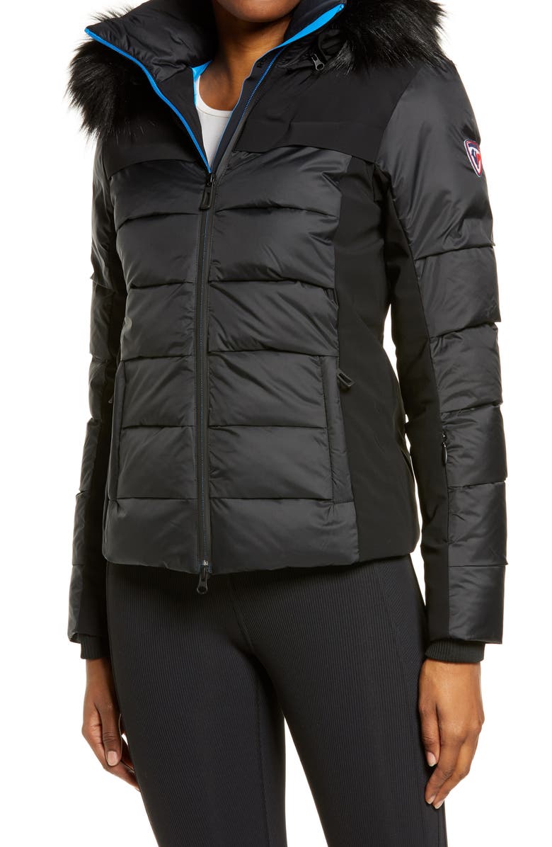 Rossignol Surfusion Waterproof Jacket with Faux Fur Trim, Main, color, 
