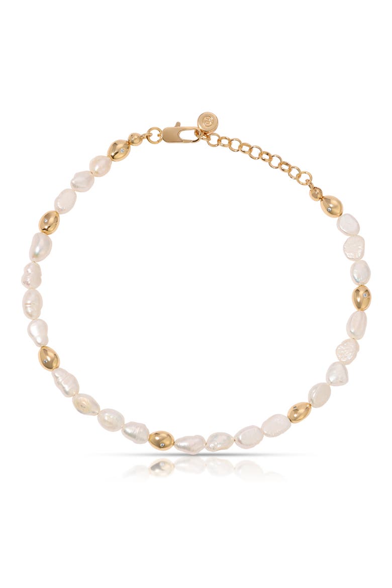 Beaded Freshwater Pearl Anklet, Main, color, GOLD