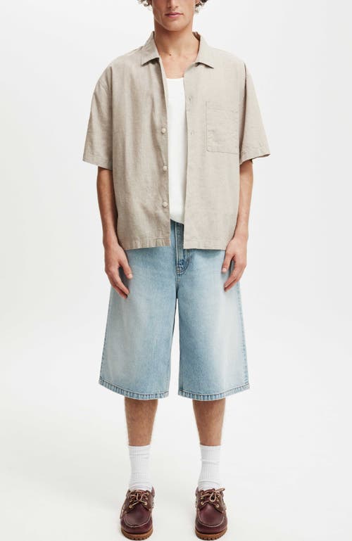Cotton On Eli Linen Blend Short Sleeve Shirt In Green