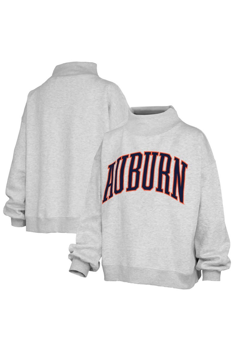 Women's Pressbox Heather Gray Auburn Tigers Oversized Nelson Mock Neck Sweatshirt, Main, color, Heather Gray