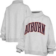 PRESSBOX Women's Pressbox Heather Gray Auburn Tigers Oversized Nelson Mock Neck Sweatshirt