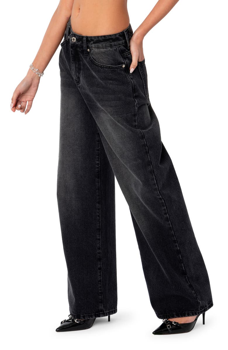 EDIKTED Braya Baggy Jeans, Alternate, color, Black-Washed