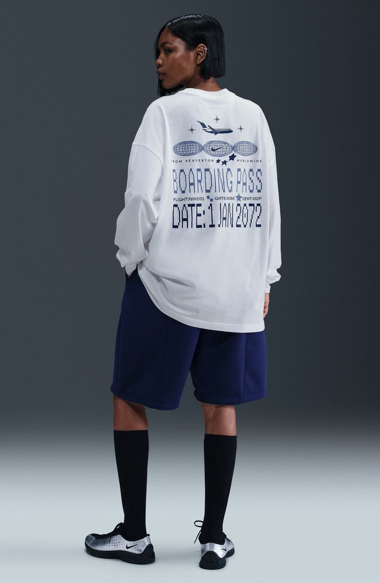 Nike Air Flight Club Oversize Long Sleeve Graphic T-Shirt, Alternate, color, White