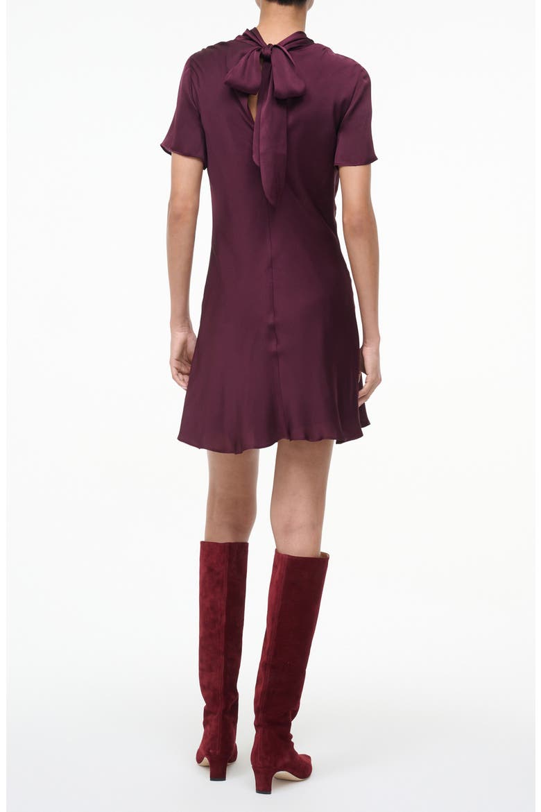 Iris Cowl Neck Stretch Silk Minidress, Alternate, color, SYRAH