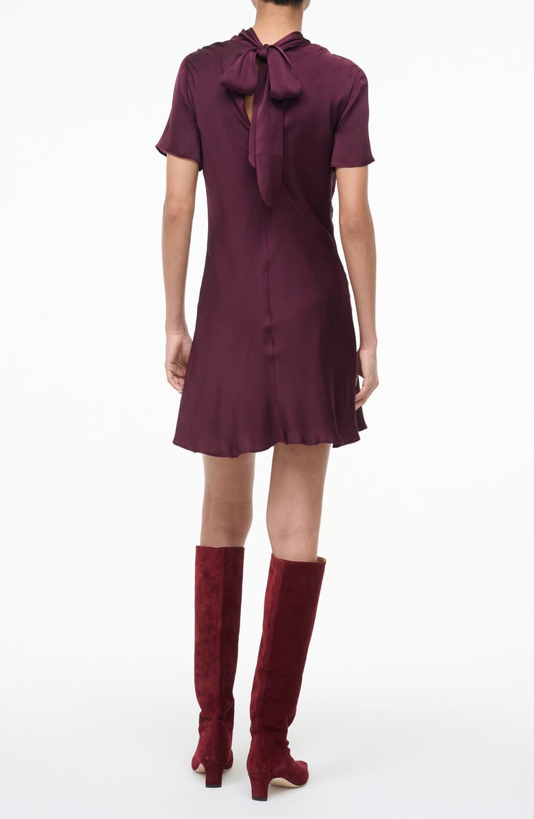 STAUD Iris Cowl Neck Stretch Silk Minidress, Alternate, color, Syrah