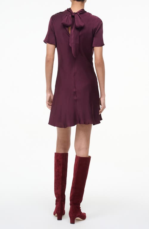 Staud Iris Cowl Neck Stretch Silk Minidress In Burgundy