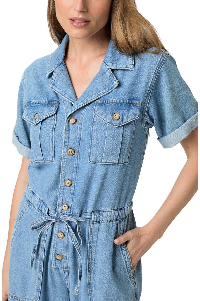 Rumi Short Sleeve Denim Jumpsuit, Alternate, color, SERENITY