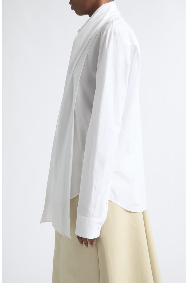Layered Scarf V-Neck Cotton Blouse, Alternate, color, WHITE