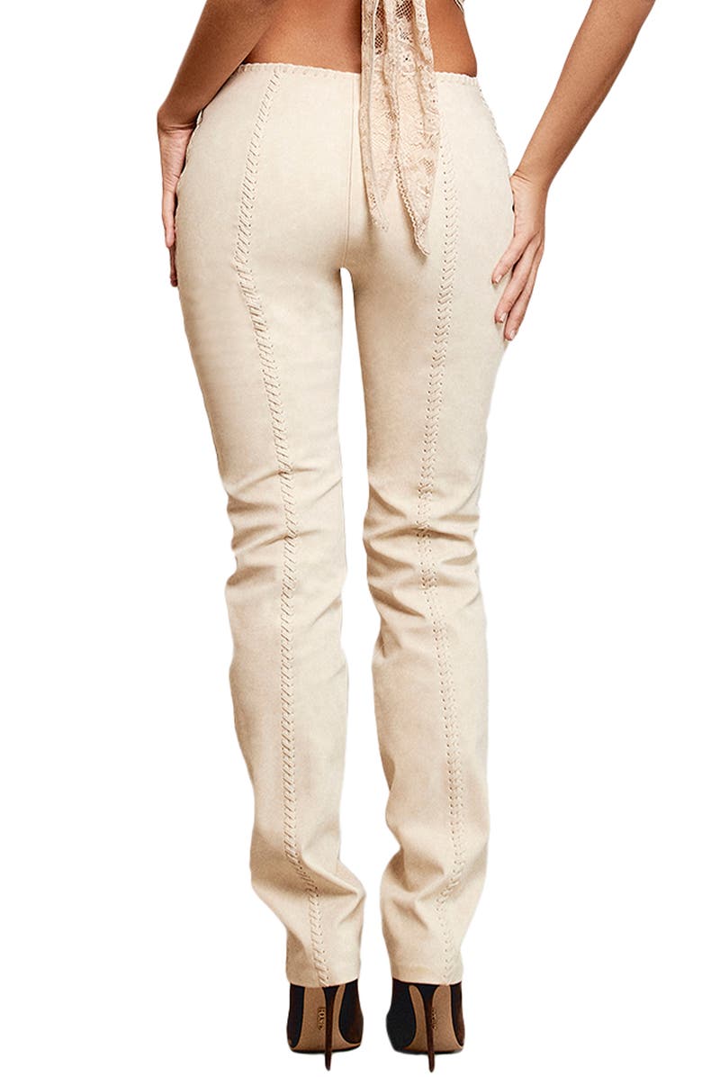 HOUSE OF CB Amara Lace-Up Faux Suede Trousers, Alternate, color, Beige