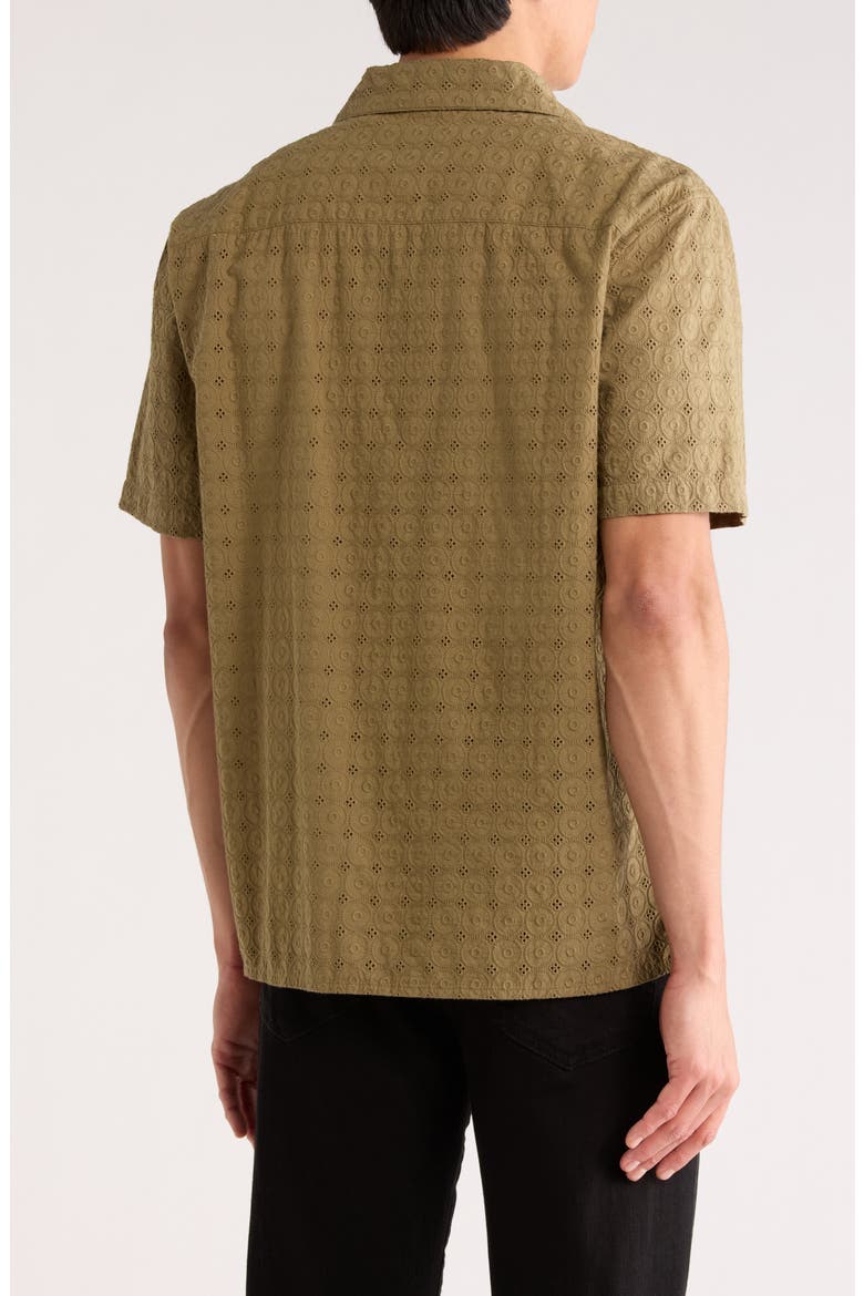 Riviera Short Sleeve Cotton Shirt, Alternate, color, OLIVE GREEN EYELET