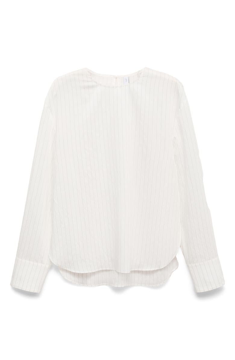 MANGO Pinstripe Long Sleeve Shirt with Scarf, Alternate, color, White