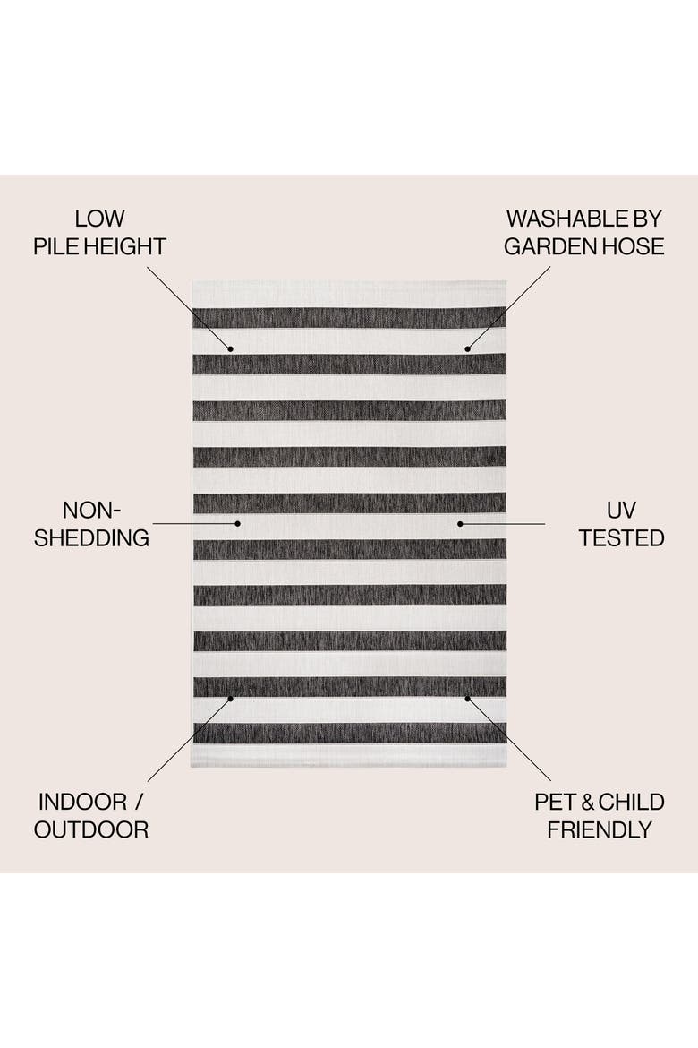 Aveiro Wide Stripe Indoor/Outdoor Area Rug, Alternate, color, Black/Cream