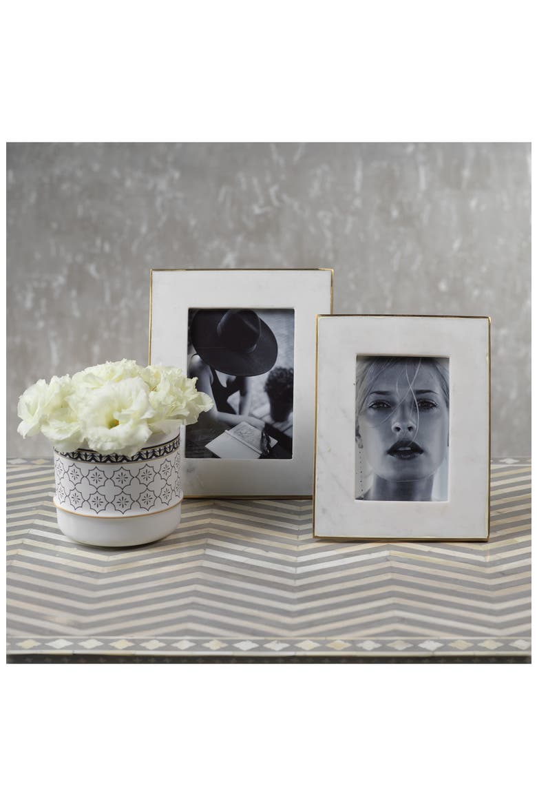 Mannara Marble Photo Frame, Alternate, color, WHITE/ GOLD