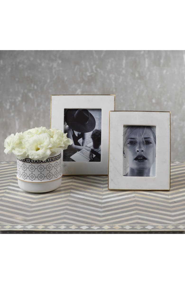 Zodax Mannara Marble Photo Frame, Alternate, color, White/ Gold