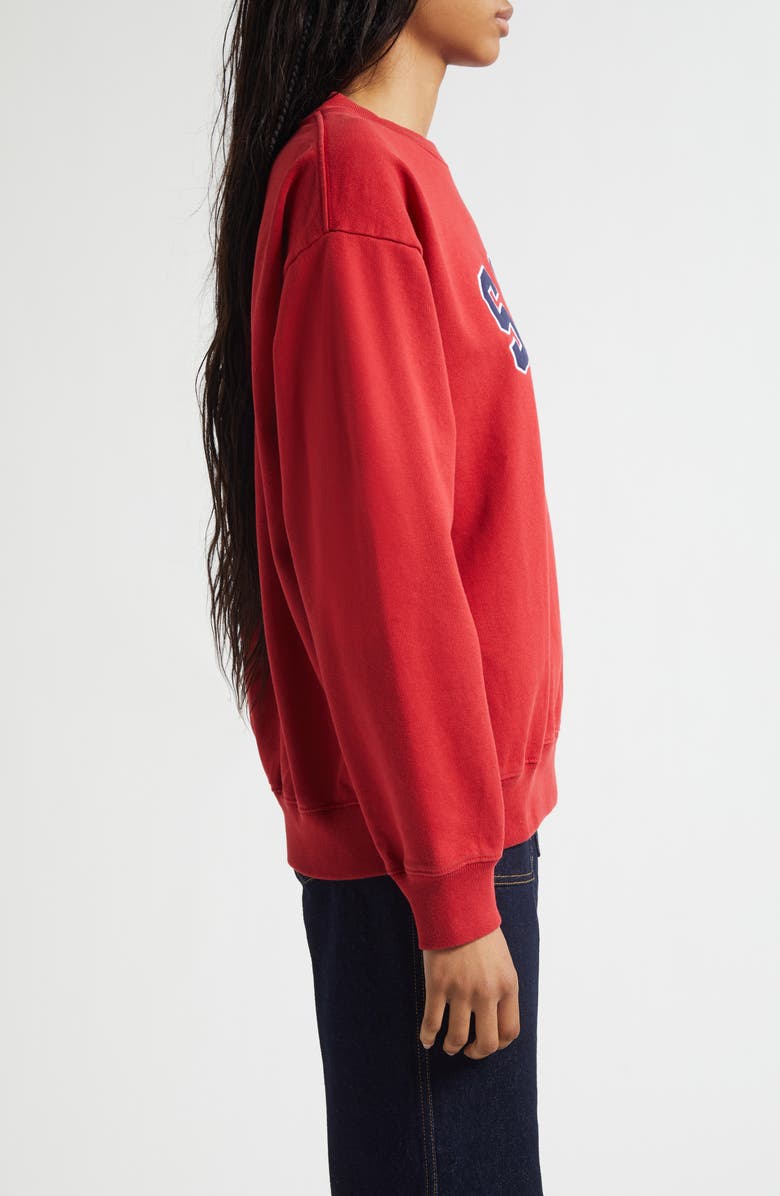 Sporty & Rich Ivy Logo Appliqué Cotton Graphic Sweatshirt, Alternate, color, Ruby