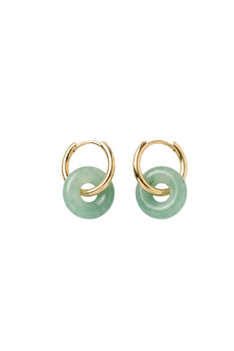 Marlo Green jade stone hoop earrings, Main, color, Green
