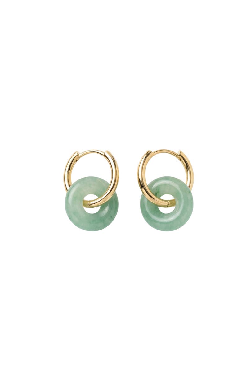 seree Marlo Green jade stone hoop earrings, Main, color, Green