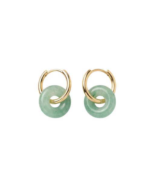 Marlo Green jade stone hoop earrings