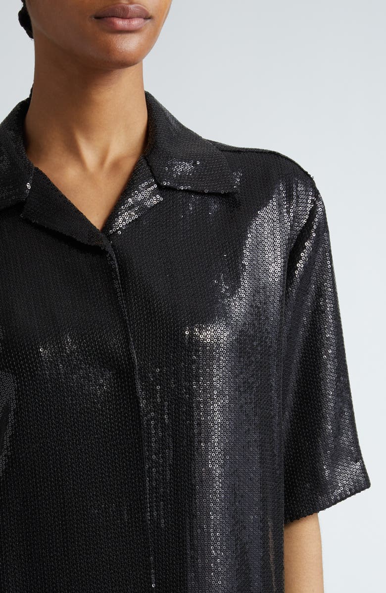 Michael Kors Collection Sequin Camp Shirt, Alternate, color,