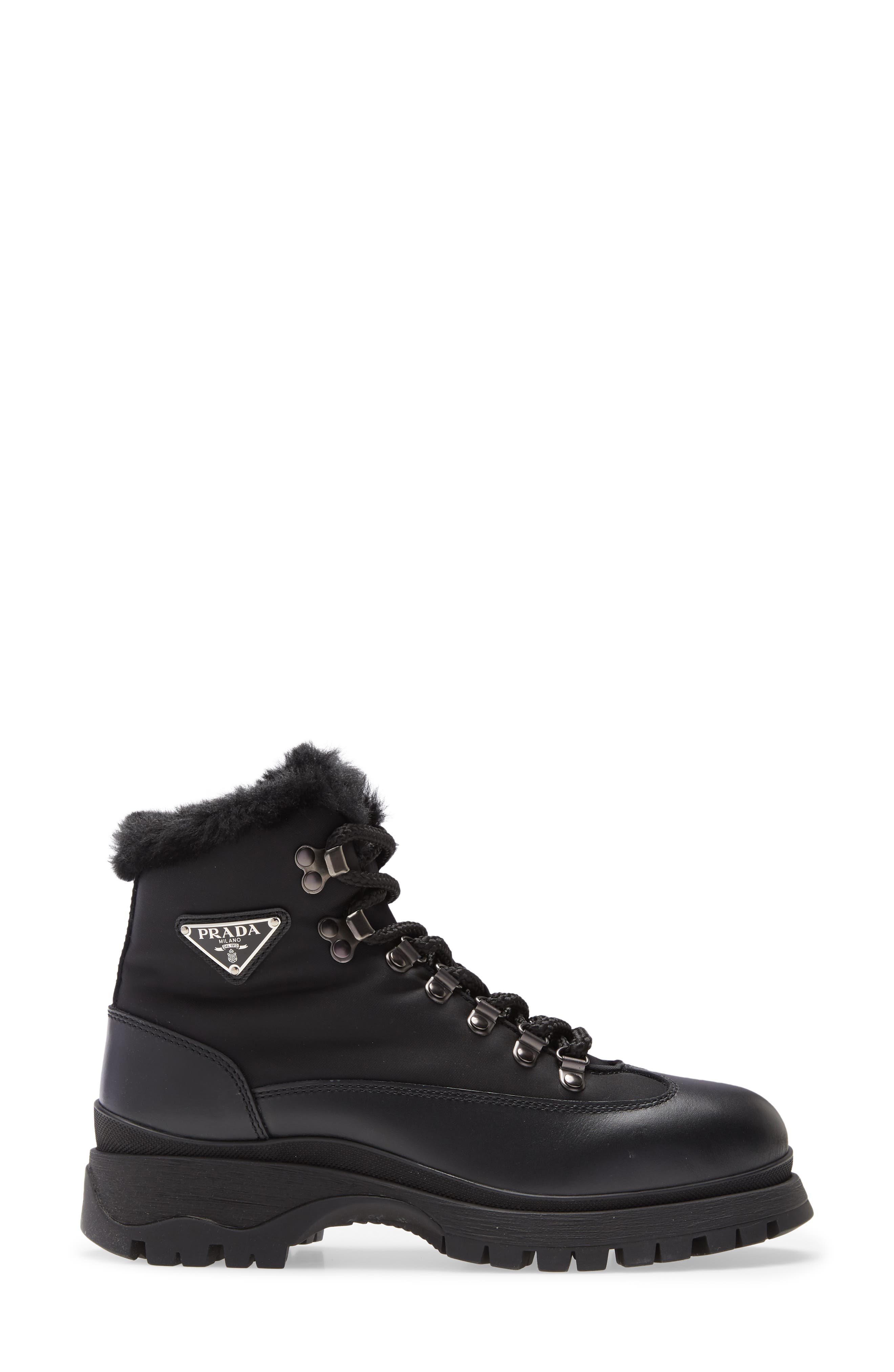 Prada Brixxen Genuine Shearling Hiker Boot, Alternate, color, 
