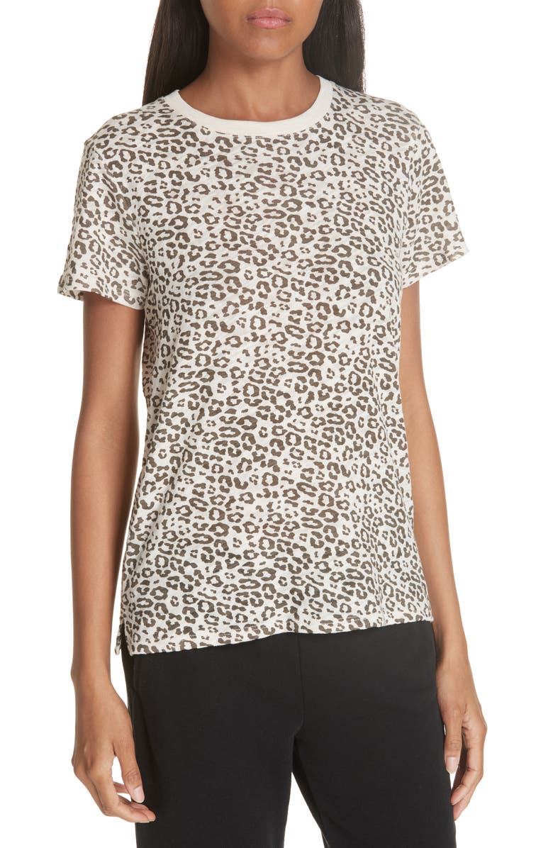 ATM Anthony Thomas Melillo Schoolboy Slubbed Leopard Tee, Main, color, 