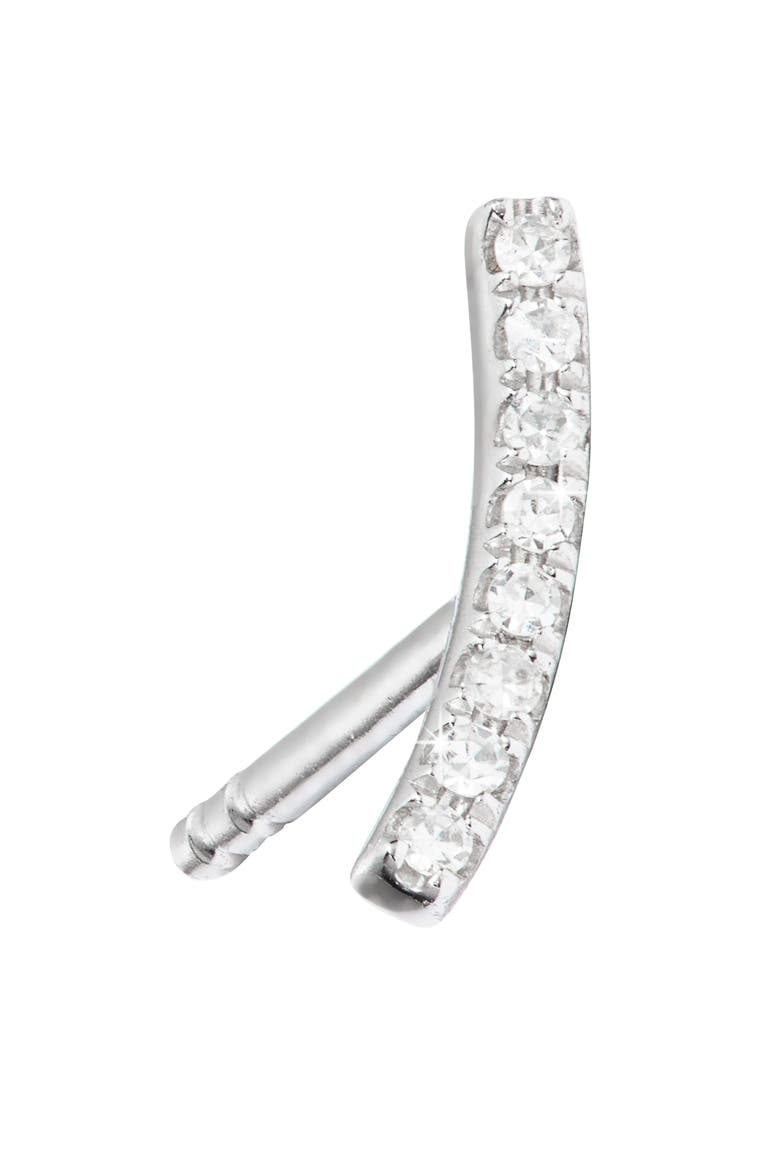 Curved Diamond Bar Earrings, Alternate, color, WHITE