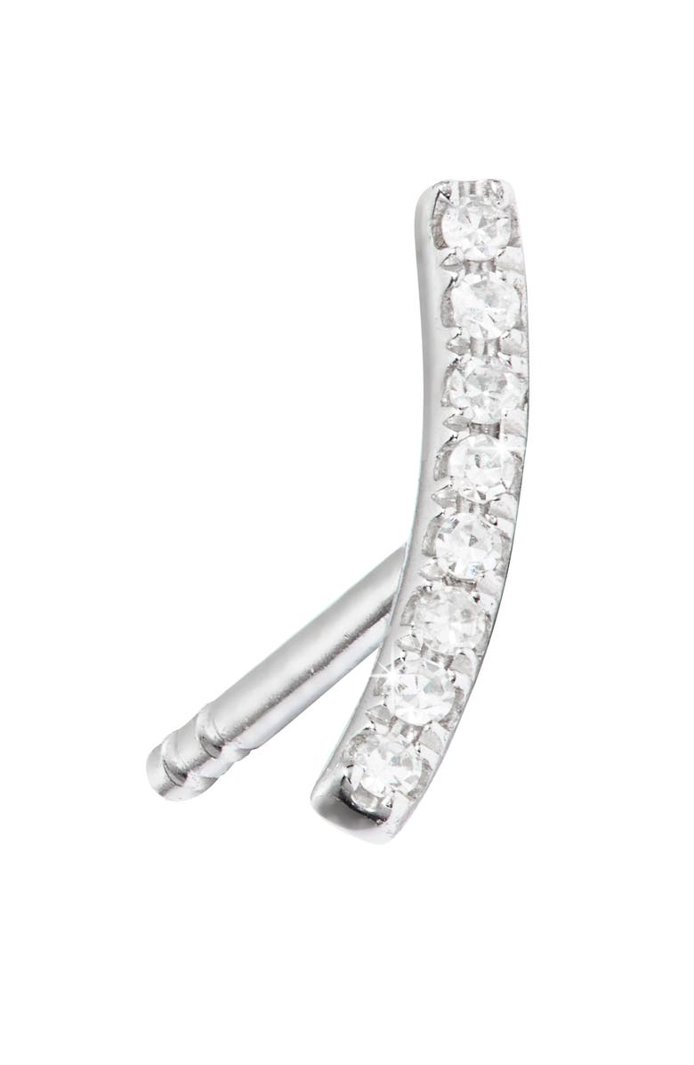Meira T Curved Diamond Bar Earrings, Alternate, color, White