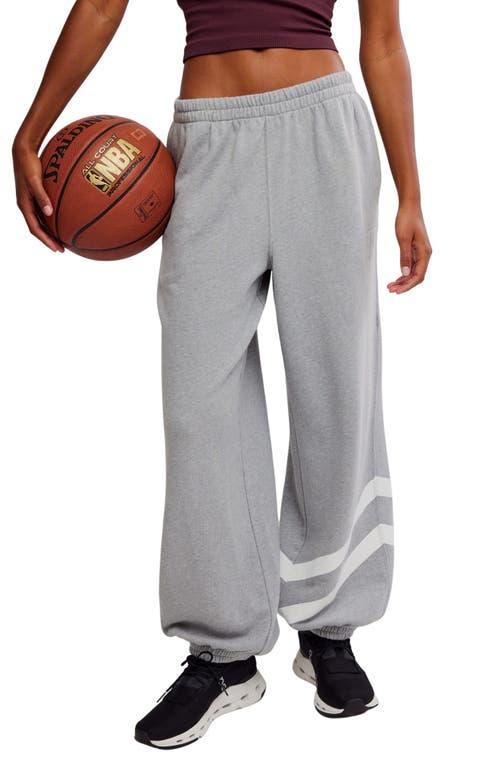 Shop Free People Fp Movement All Star Oversize Graphic Joggers In Heather Grey/white