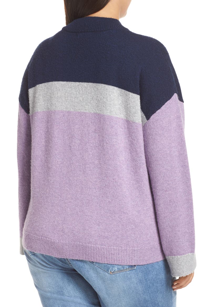 Chevron Stripe Sweater, Alternate, color, PURPLE WAVE CHALET