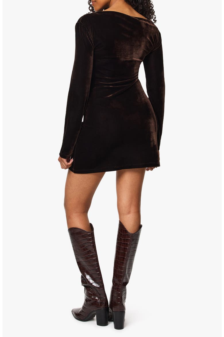 Off the Shoulder Velvet Minidress, Alternate, color, BROWN