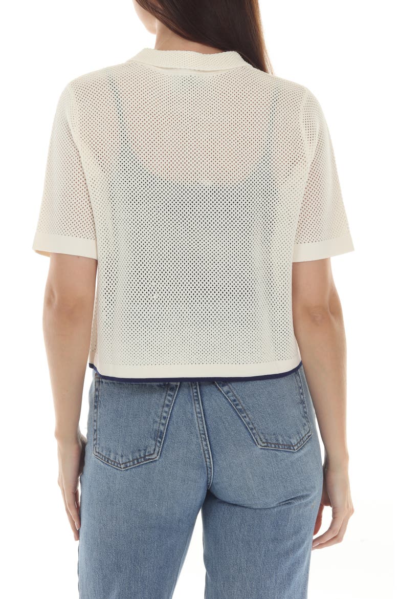 Mesh Knit Polo, Alternate, color, WHITE