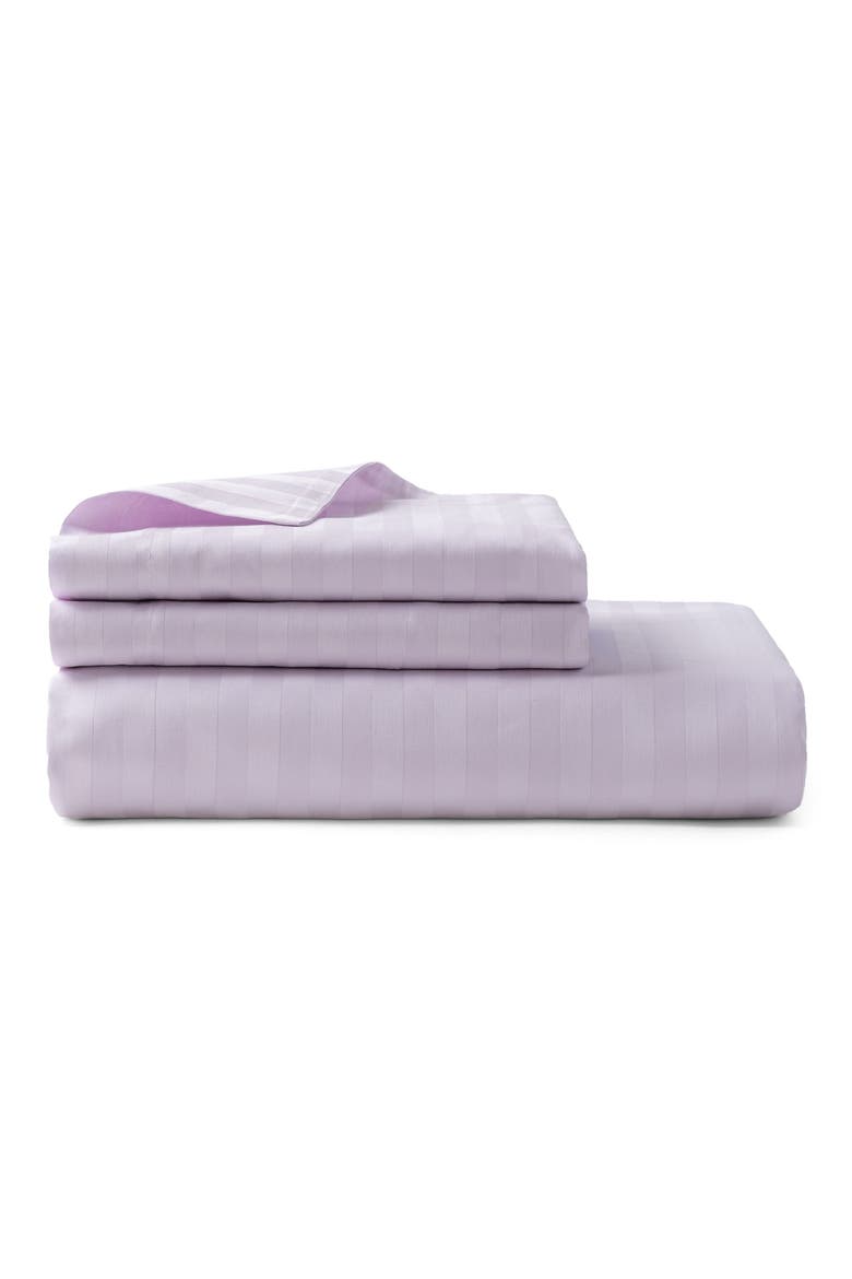 Sateen Stripe 3-Piece Duvet Set, Main, color, LILAC