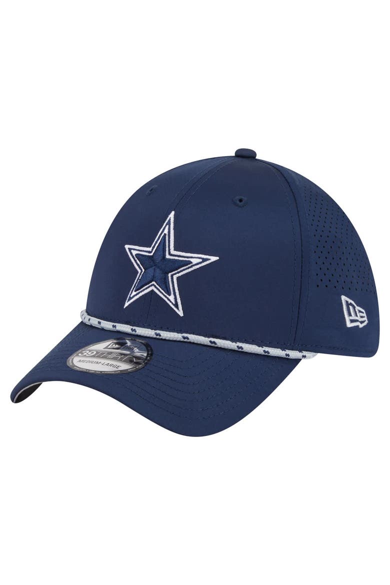 Men's New Era Navy Dallas Cowboys Featherweight Poly Rope Flex 39Thirty Hat, Main, color, Navy